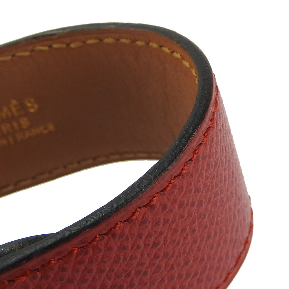 Hermes Hermes Medor Epsom Metal Red Bangle Leather Bangle - Picture 5 of 11